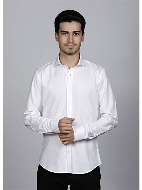 Italyan yaka beyaz gömlek